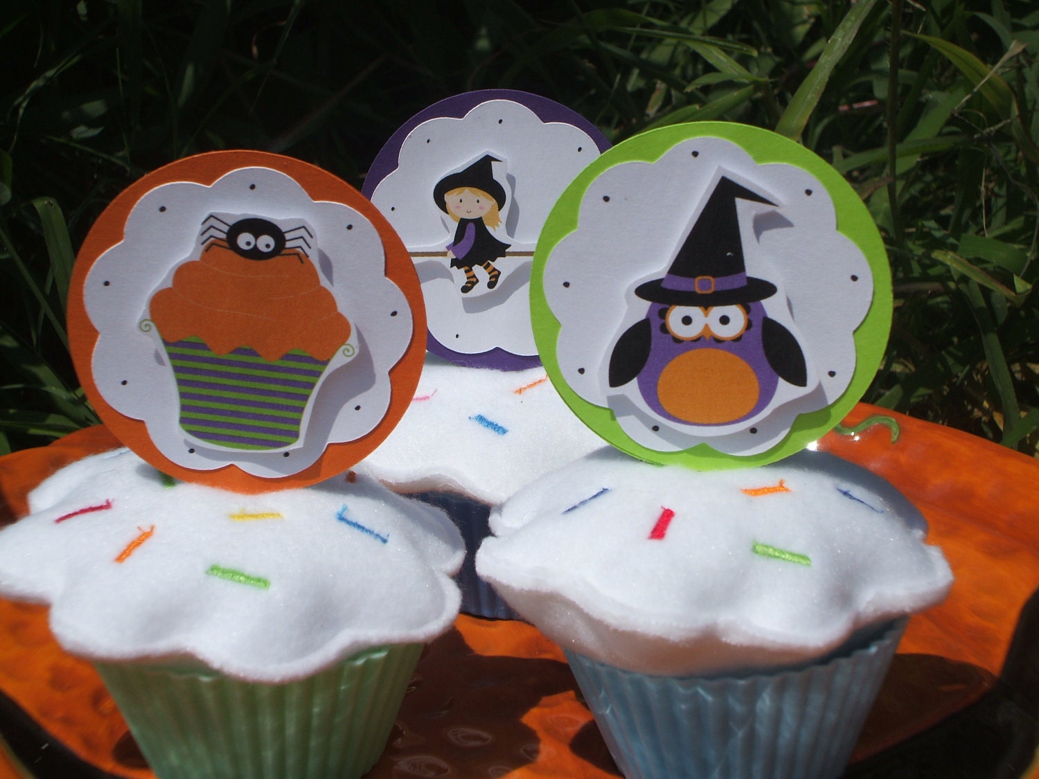 Halloween Themed Cupcake toppers ( 1 set of 12)