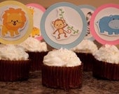 Jungle Themed Cupcake toppers ( 1 set of 12) Circles can made made in any color or colors