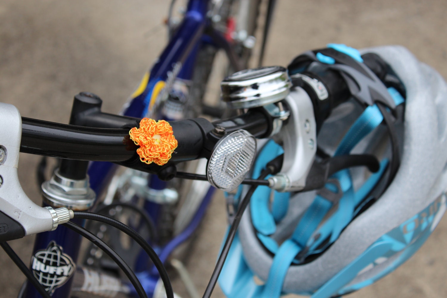 Orange and Yellow Reflective Flower Bicycle Accessory on Velcro- All sales become a donation to the American Lung Association