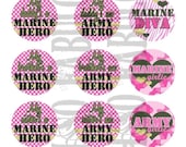 Military Princess - Army and Marines - Bottle Cap Images Digital Printable File 4x6