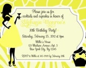 Cocktails and Cupcakes Birthday Party, Bridal Shower, Girls Night Out Invitation PINK or YELLOW - Customizable and PRINTABLE