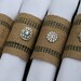 Napkin Rings / Burlap Jute, Rhinestones, Set of 4