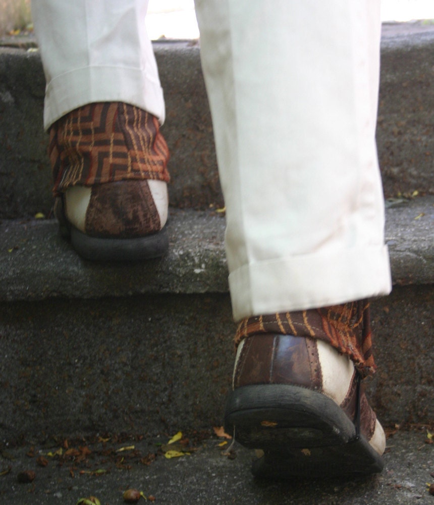 Tan Edwardian Roman Filigree Tapestry Spats