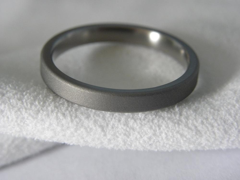 Titanium Ring Narrow Wedding Band Sandblasted and Satin