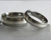 Titanium Silver Inlay Ring SET or Wedding Bands