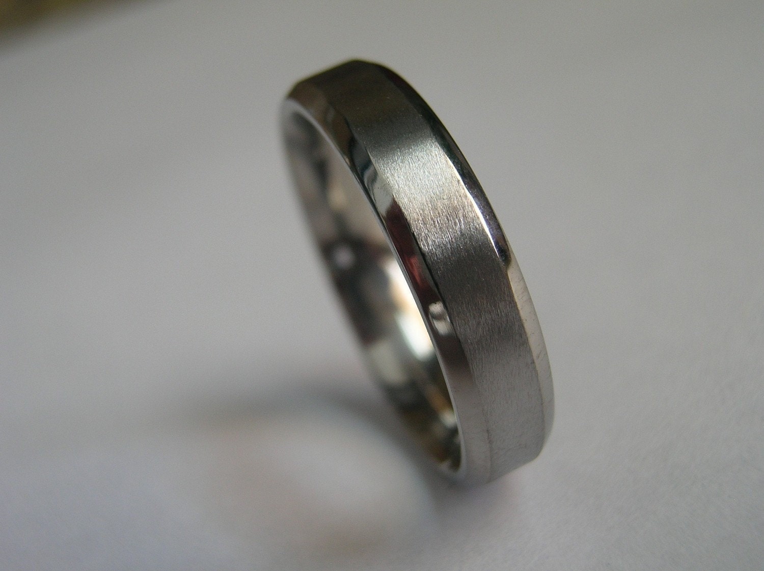 Titanium Ring Bevel Cut Wedding Band