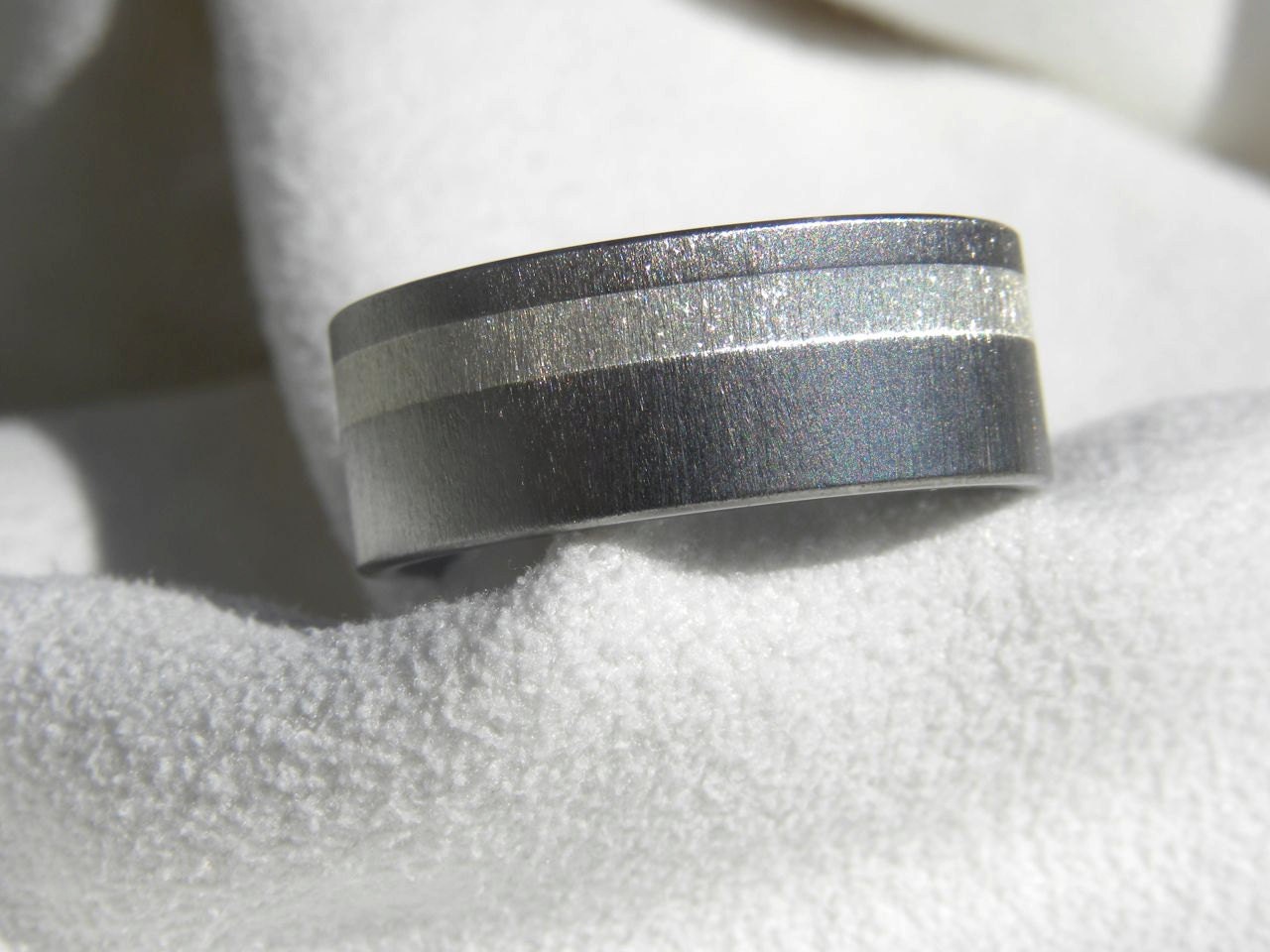 Titanium Wide Offset Silver Inlay or Wedding Band