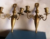 Vintage Brass Candlestick Wall Sconces