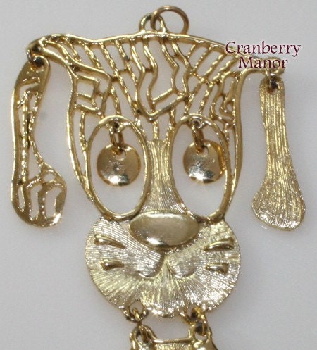 SALE XL Vintage 60s Puppy Dog Pendant Necklace