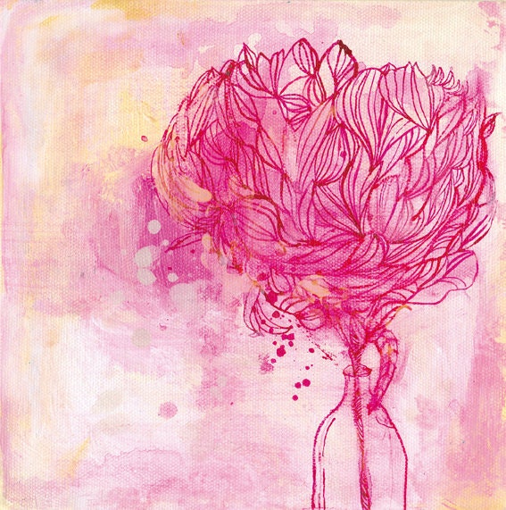 Painted Peony A4 archival art print