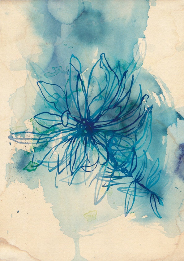 Blue Wash Wild Flower archival quality print