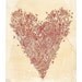 Love heart art print in red 5 x 7 inches