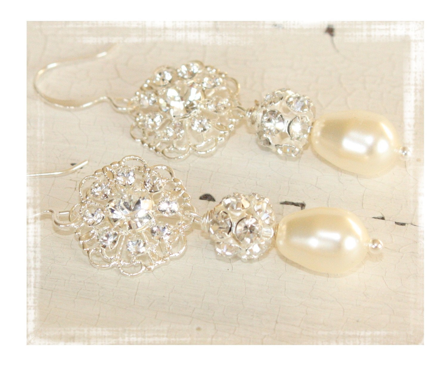 Rhinestone and Pearl Earrings