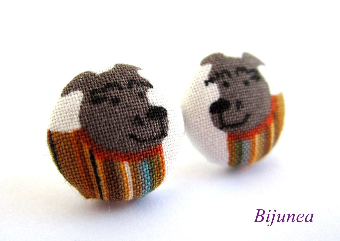 Dog earrings - Dog stud earrings - Grey dog studs - Dog post earrings - Dog posts sf801
