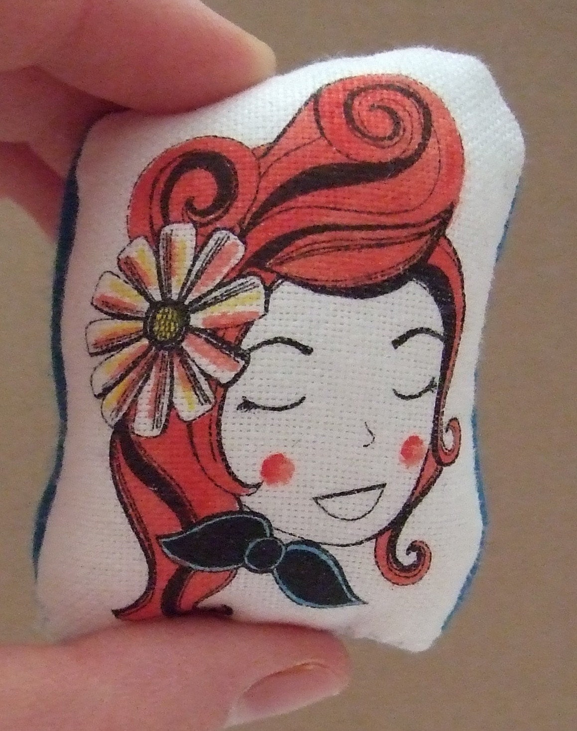 Fabric Brooch/ Pin Badge - Lady Brooch