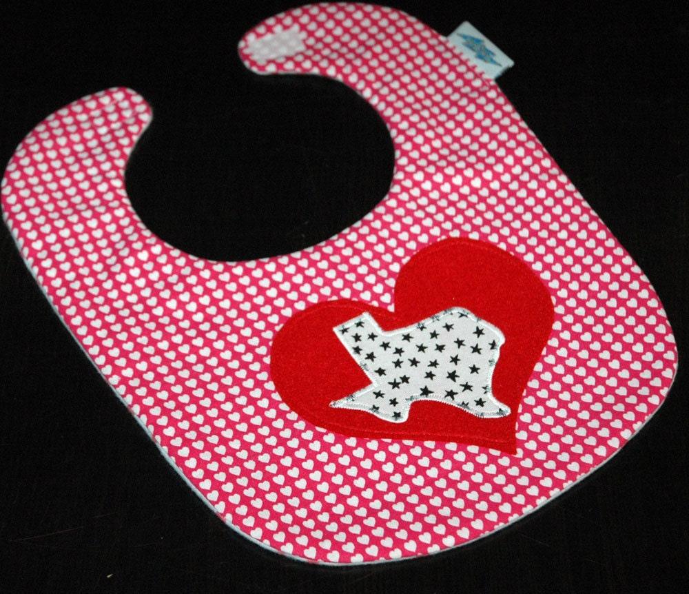 Baby Bib Texas Forever Heart and Stars Pink and Red Classic Bib