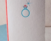 Letterpress Greeting Card - Got Bling, Bamboo paper, patterned envelope, C4-H20T