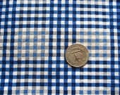 blue and gray print vintage linen fabric -- 34 1/2 wide by 1 1/2 yards plus