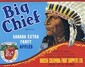 Big Chief Brand Canadian Apples crate label