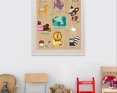 NEW A3 Size: Learning colors with animals on wood