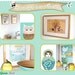 Learn ABC with cute animals- Owl, Squirrel, bee and Little Treehouse blue educational poster print