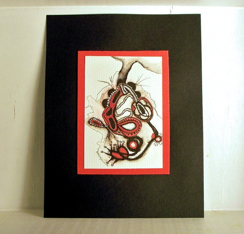 Waiting in Red, 4 - print from digital organic drawing