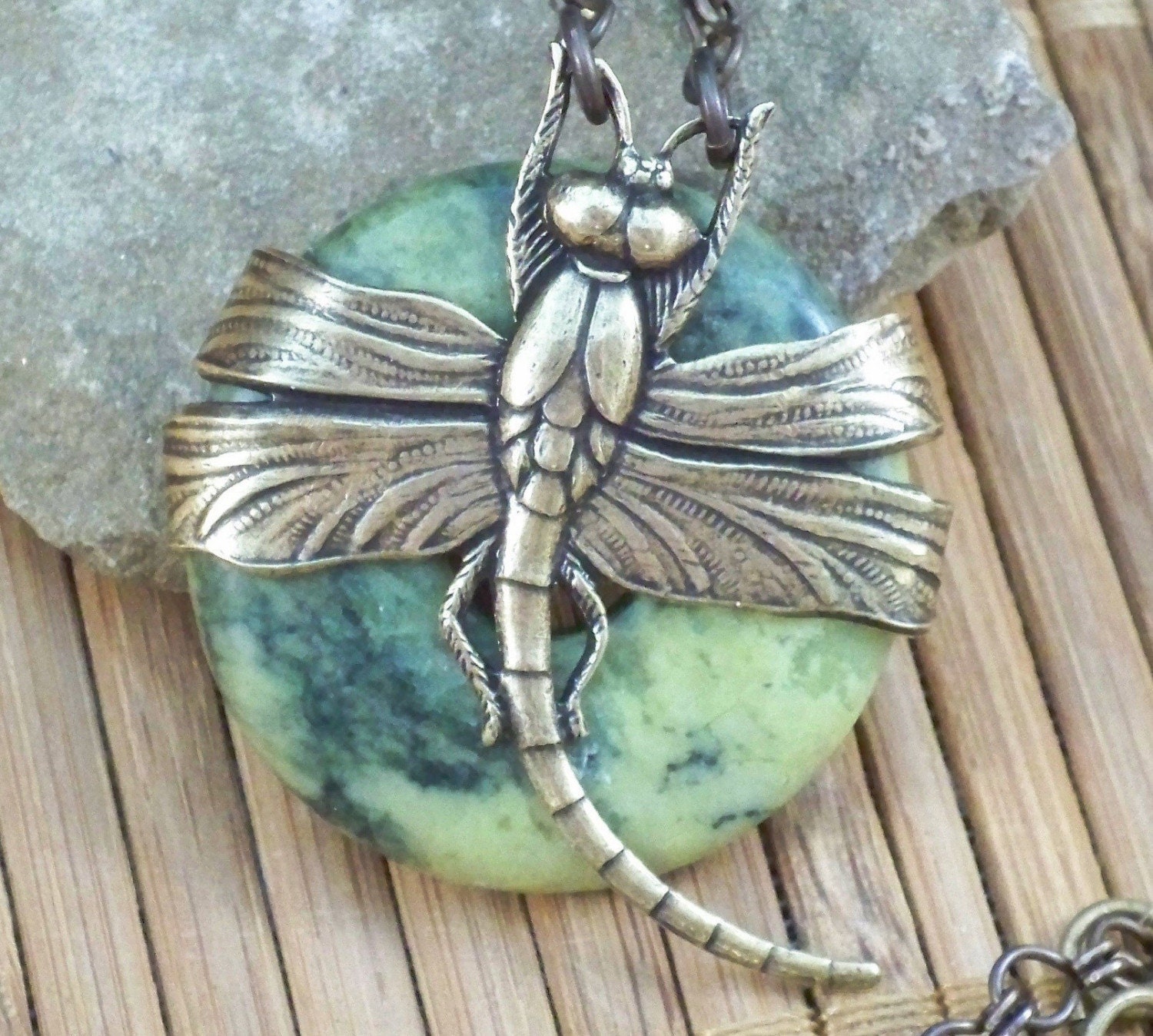 Doreen's Dragonfly - Brass and yellow turquoise