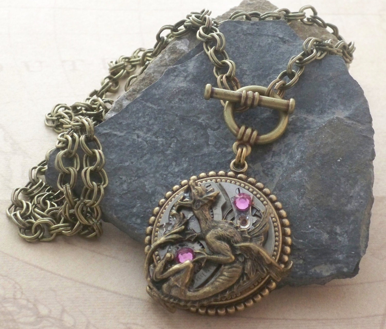 Steampunk Dragon Necklace with front toggle - Time of the Dragons