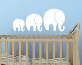 Tromping Elephant Trio Wall Decals - Childrens Baby Nursery Room - Bedroom Playroom Vinyl Decor - Animal Wild Nature Stickers