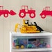 Busy Construction Tractor Crew Wall Decals - Children Boy Bedroom Playroom Vinyl Decor - Trucks Vehicles Stickers