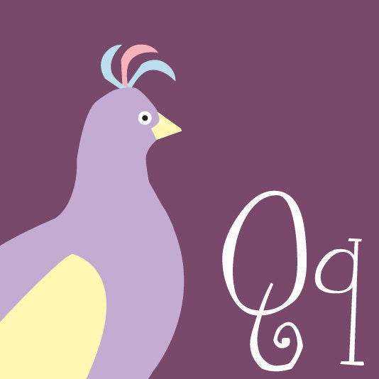 Q is for Quail Animal Alphabet Print