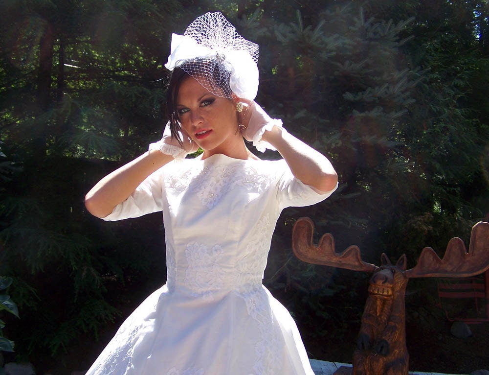 The WEDDING BOW-Taffeta Large Bow-Rhinestone Centerpiece-English Netting  CRBoggs Original