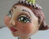 Sculpted Folk Art Witch Doll - Primitive Halloween Folk Art
