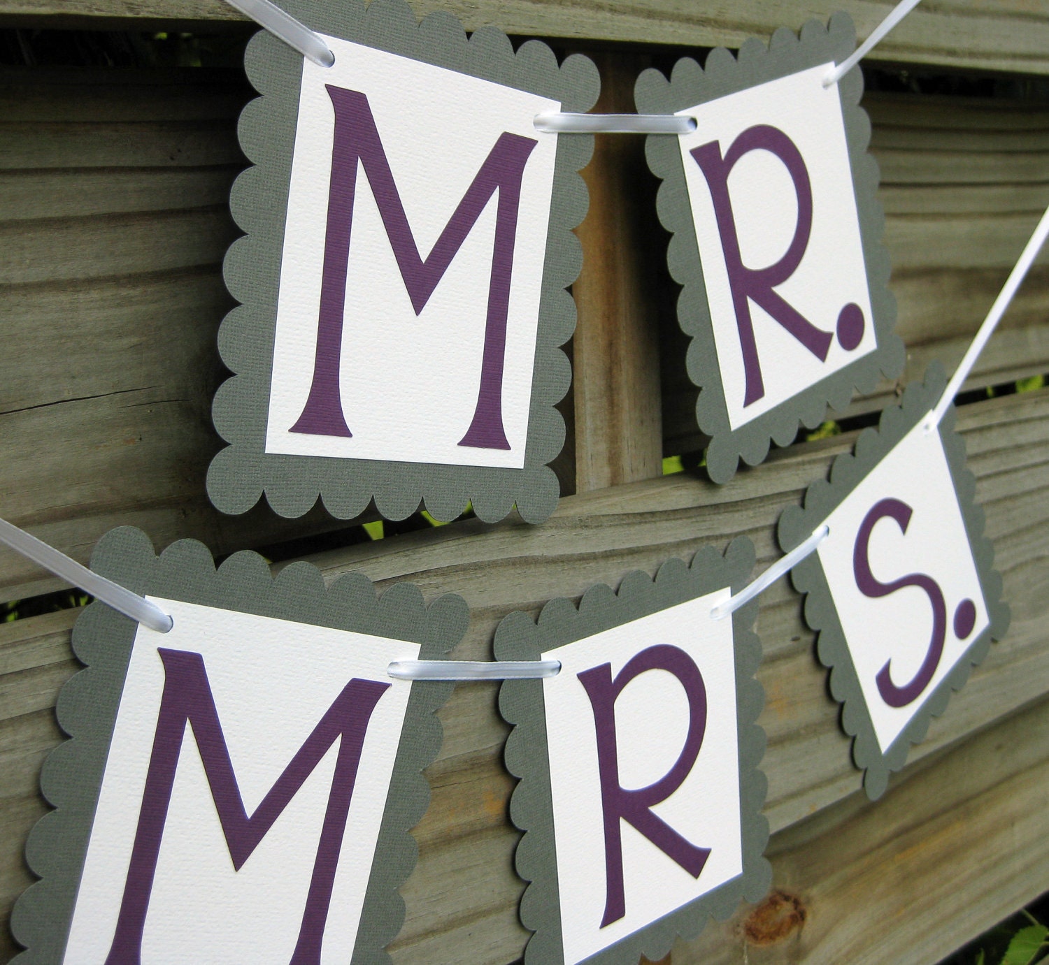 Mr. and Mrs. Chair Signs - Grey and Dark Purple