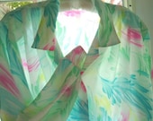 70s vintage pykettes blouse  Spring time Pastel