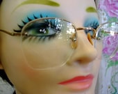 vintage 40s 50s 10 12 K gold eye glasses floating glass lens