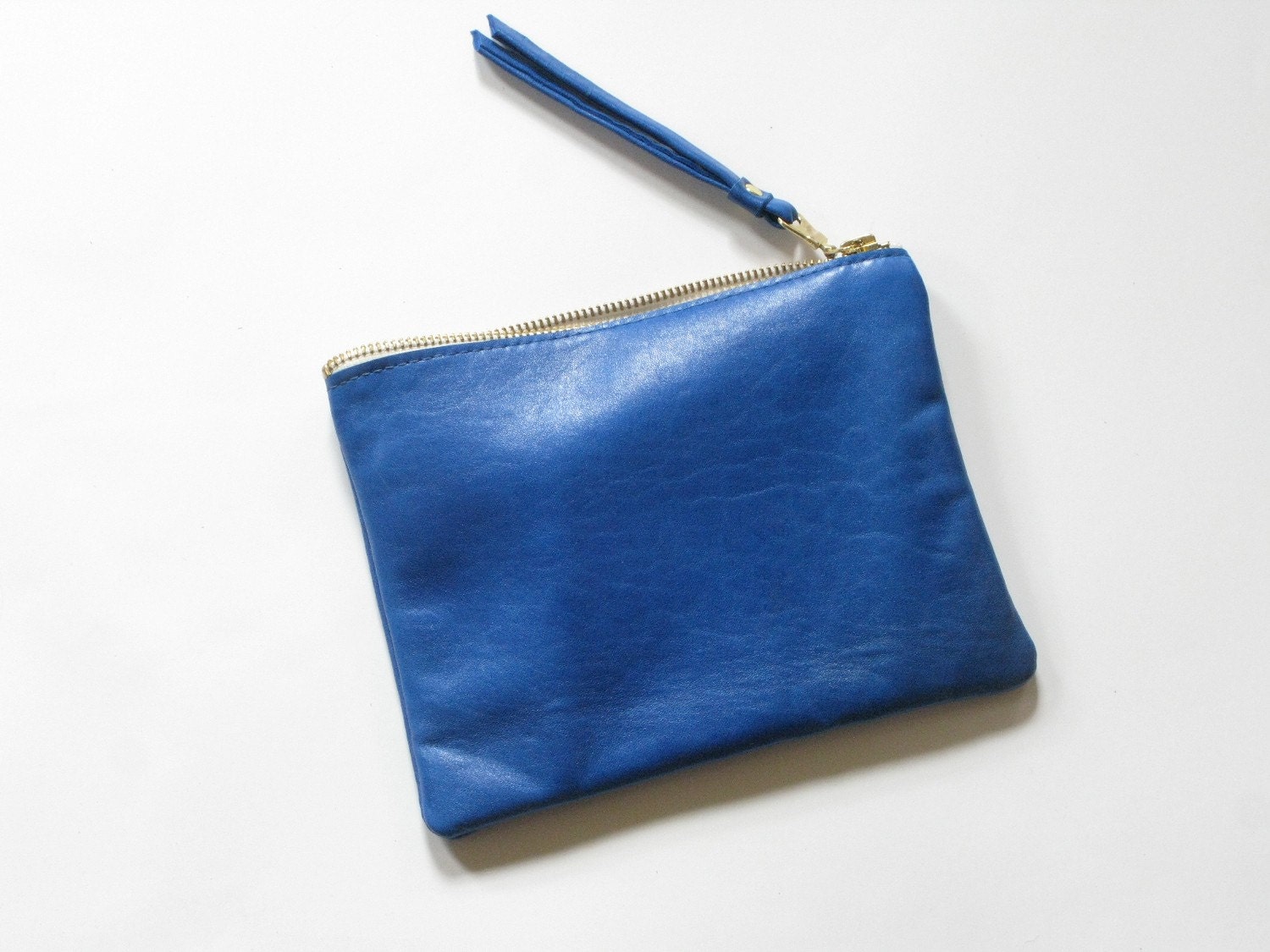 eight inch wallet clutch pouch - cobalt lambskin