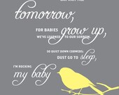 Modern Nursery Art Print 8X10 (cleaning and scrubbing poem: gray bird)