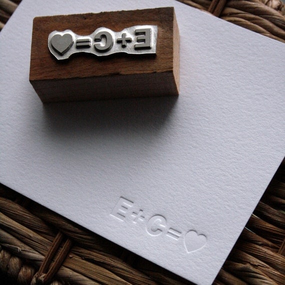 Letterpress Blind Impression Love Stationery Set with Printing Block - 100 qty Notecards & Envelopes