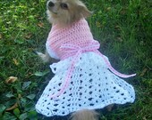 Crochet Pattern ----------CORSET DOG DRESS beautiful scallop design-wrap style-ruffled waist