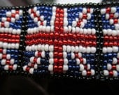 Union Jack flag hand beaded bracelet made to order in your size