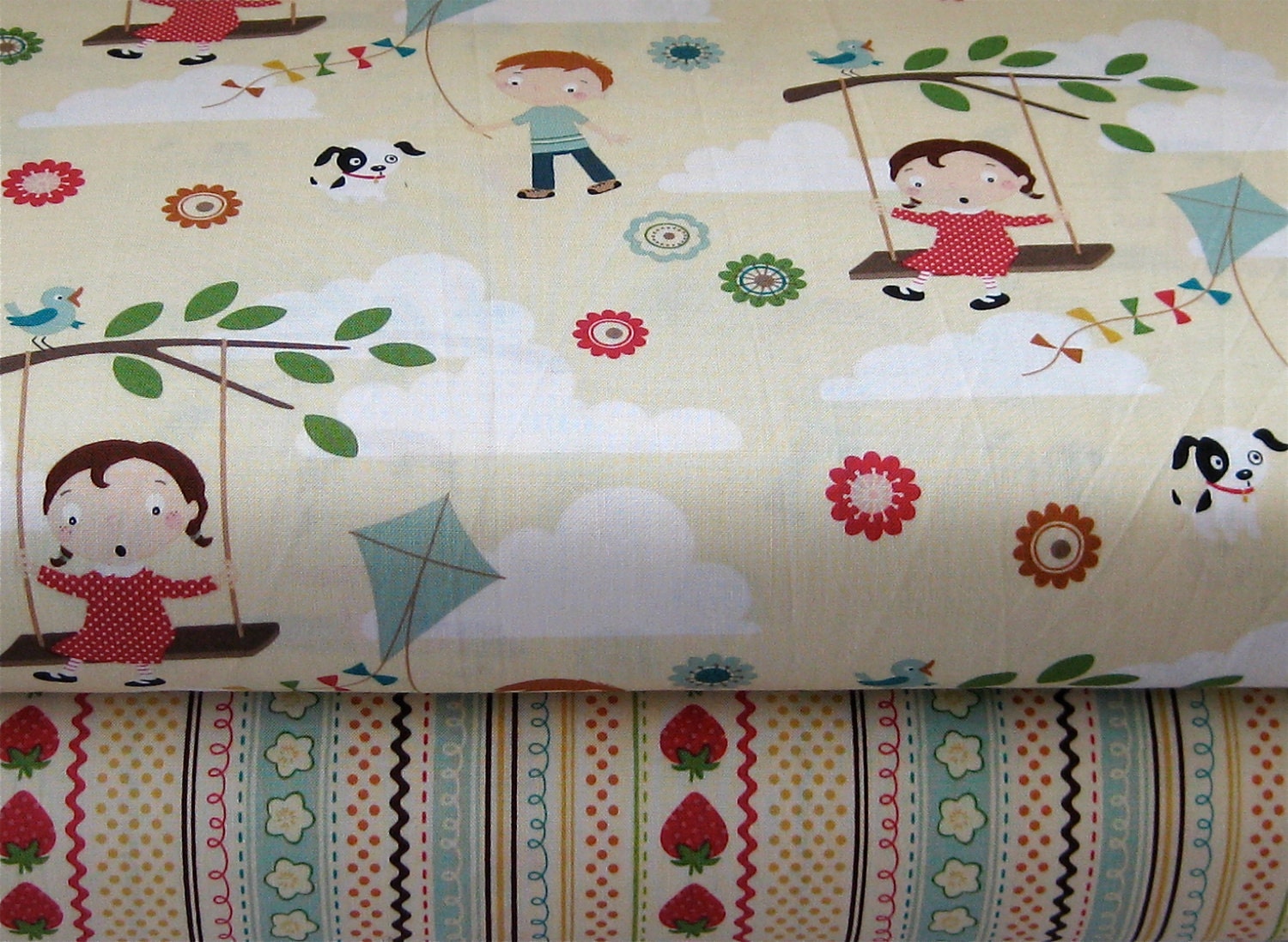 Riley Blake - Fly A Kite - Cream Color - 1/2 yard cut of each pattern