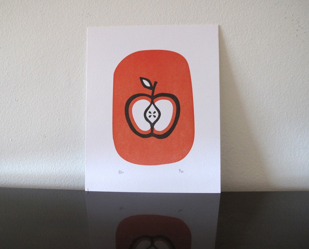 Modern Apple Letterpress Print