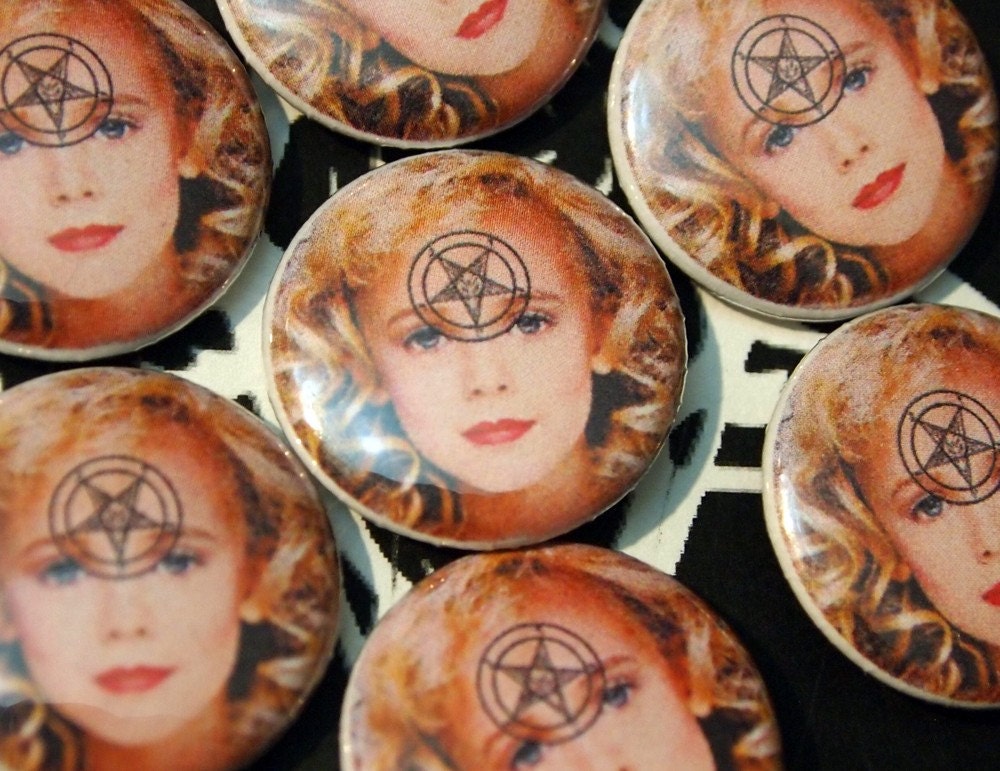 JonBenet BAPHOMET pin// tragic beauty queen darling button satanic