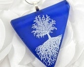 Cobalt Blue Tree of Life Jewelry Recycled Wine Bottle Jewelry