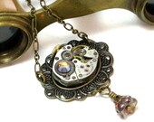 Steampunk Darling Necklace Vintage Watch Movement Exclusive Design By Mystic Pieces