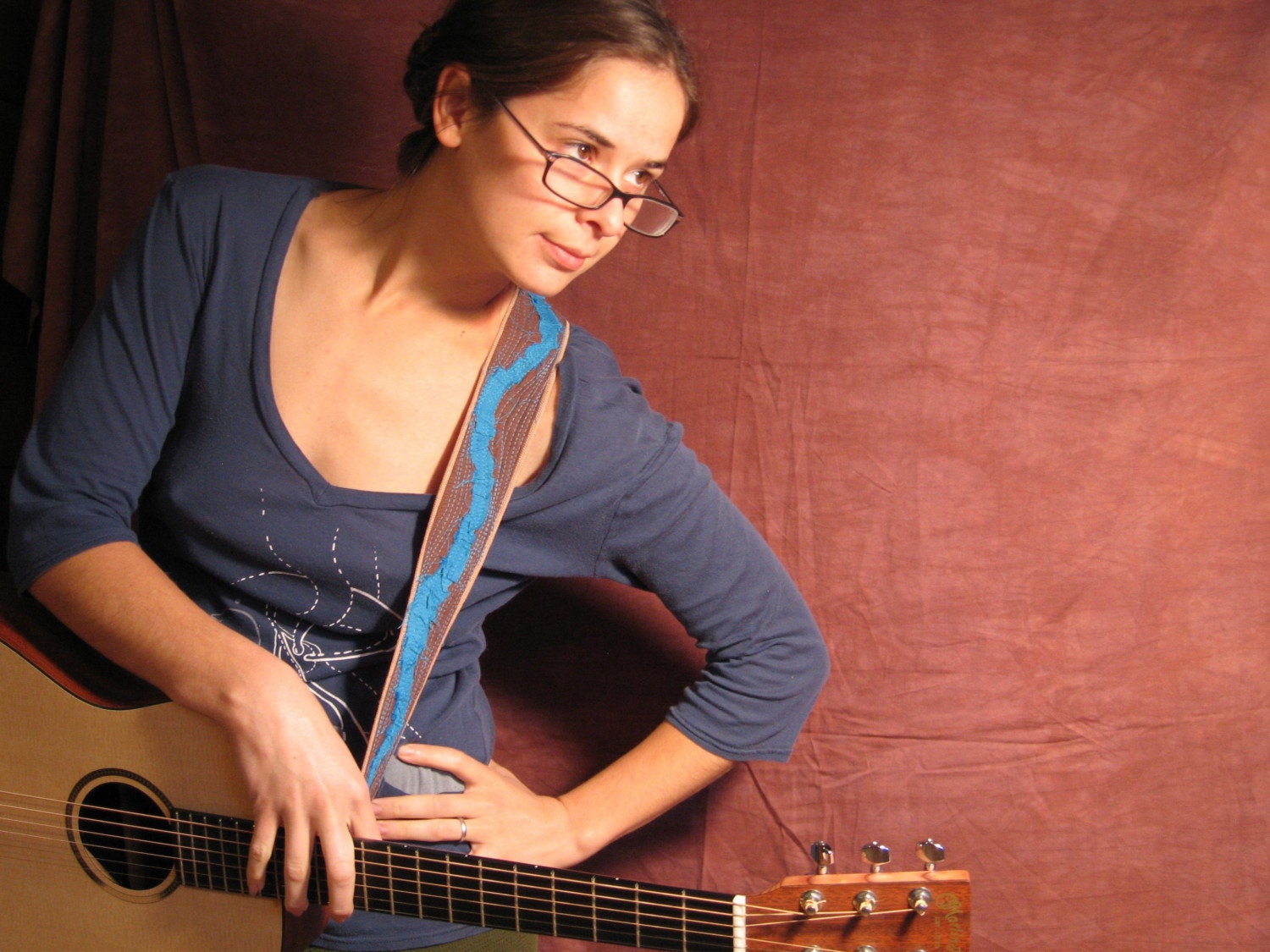 Hemp Guitar Strap- Muddy Waters Design- Vegan Too