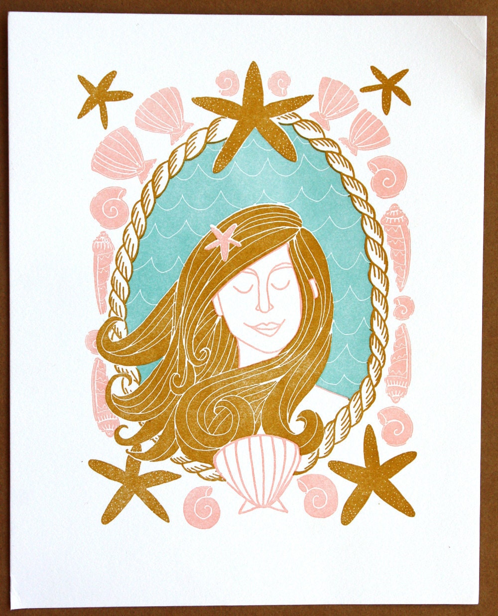 The Mermaid Letterpress Print