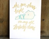 Kentucky Letterpress Print