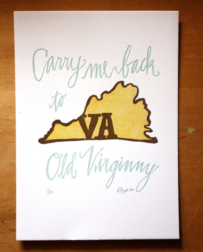 Virginia State Series Letterpress Print